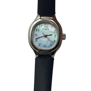 Timex Women's Petite Watch 20mm MOP Face - New Battery - Adjustable Leather Band